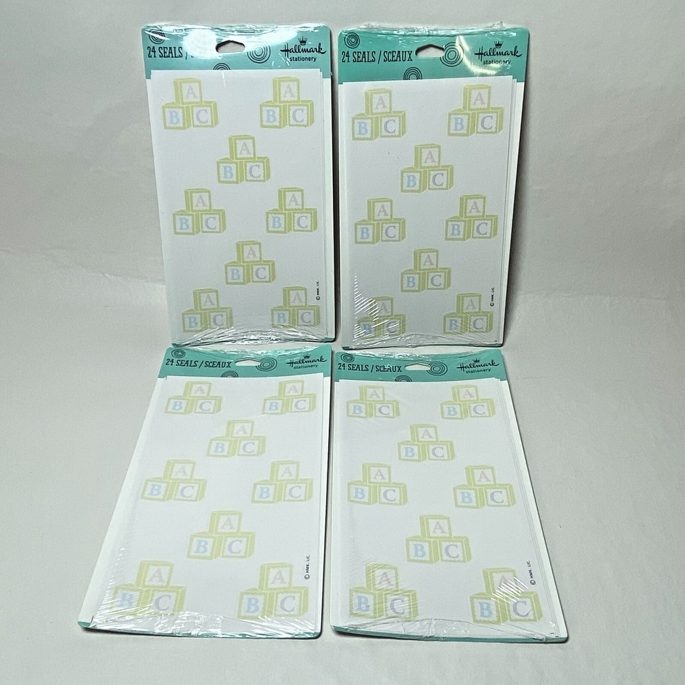 4 Hallmark Alphabet Block Baby Shower‎ Themed Sticker Sheets 96 Seals Scrapbook